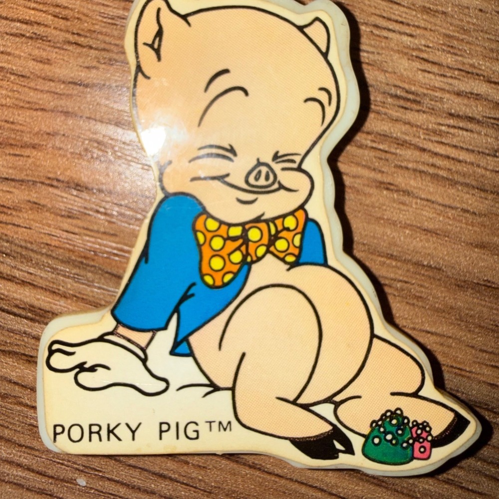 Vintage 1987 Warner Bros Porky Pig Looney Tunes Refrigerator Magnet